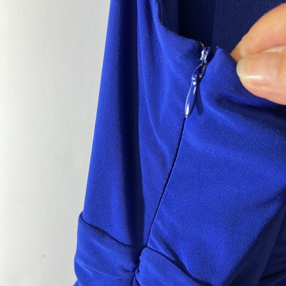 Evan Picone Royal Blue Cowl Neck Sleeveless Drape Waist Dress SZ 16 - Picture 7 of 11